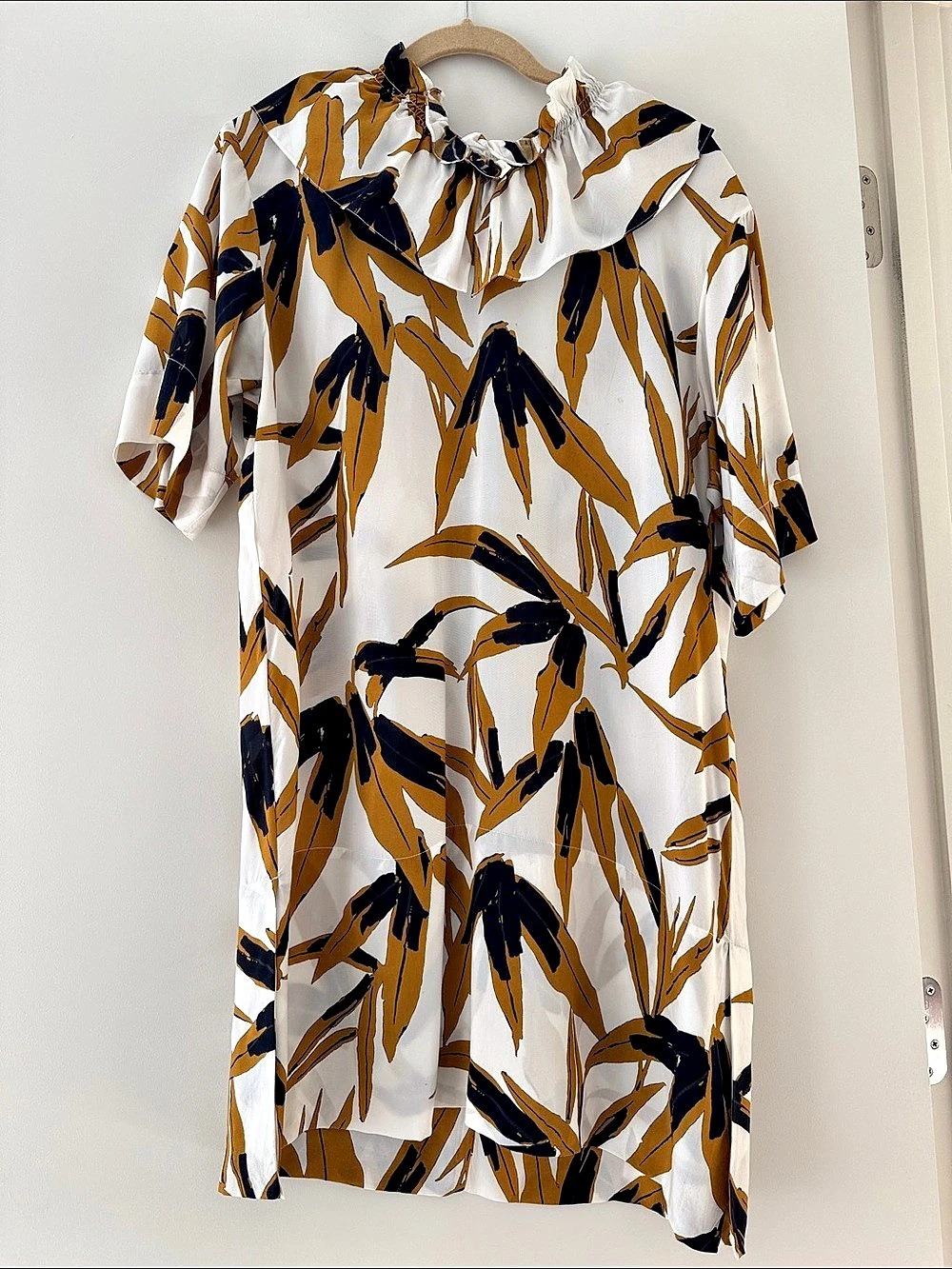 MARNI Print Midi Dress in White & Brown Like New
